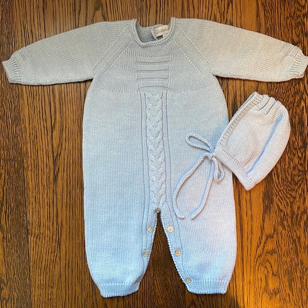 Pukatuka Onesie & Matching Bonnet in Light Blue